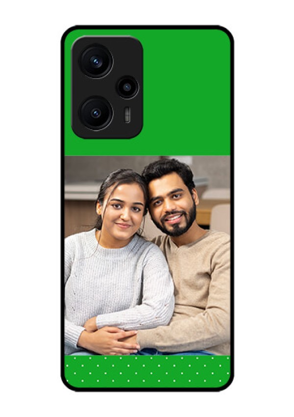 Poco F5 Personalized Glass Phone Case - Green Pattern Design