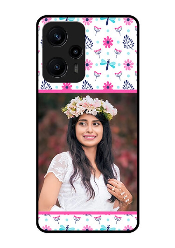Poco F5 Photo Printing on Glass Case - Colorful Flower Design