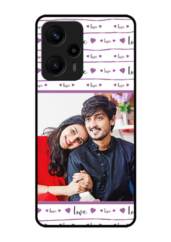 Poco F5 Custom Glass Mobile Case - Couples Heart Design