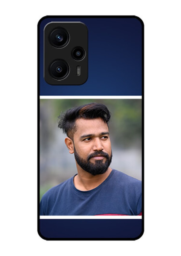 Poco F5 Personalized Glass Phone Case - Simple Royal Blue Design