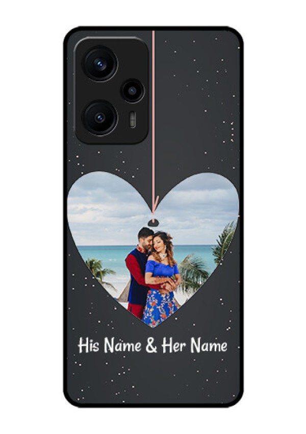 Poco F5 Custom Glass Phone Case - Hanging Heart Design