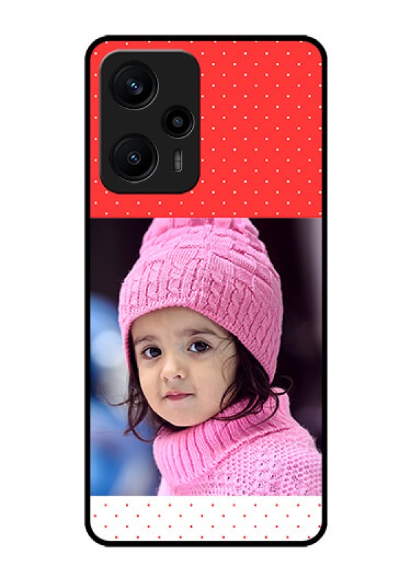 Poco F5 Photo Printing on Glass Case - Red Pattern Design