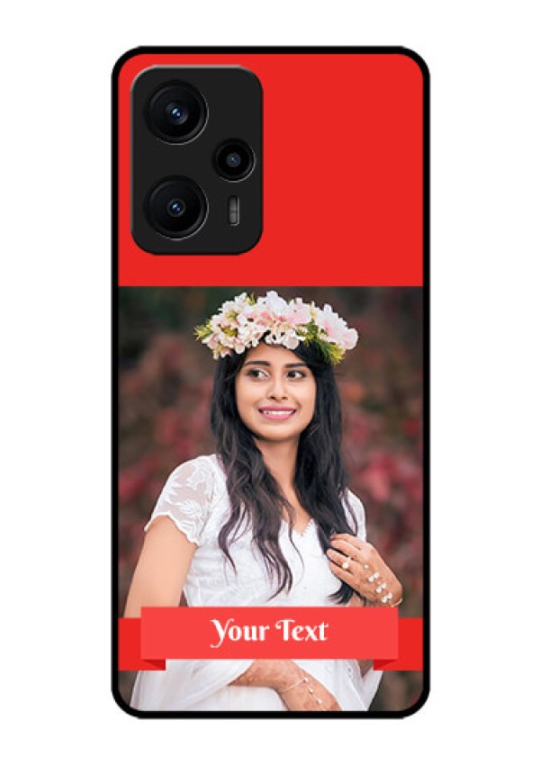 Poco F5 Custom Glass Phone Case - Simple Red Color Design