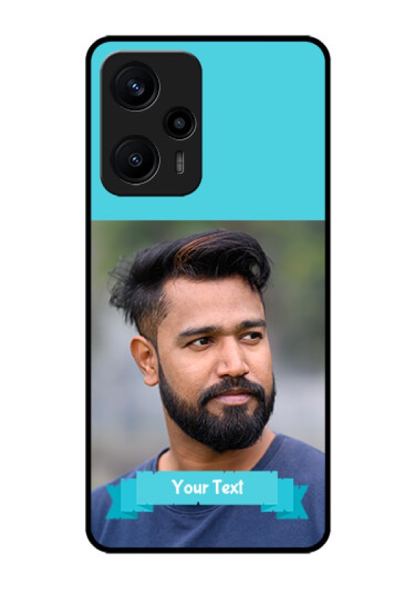 Poco F5 Personalized Glass Phone Case - Simple Blue Color Design