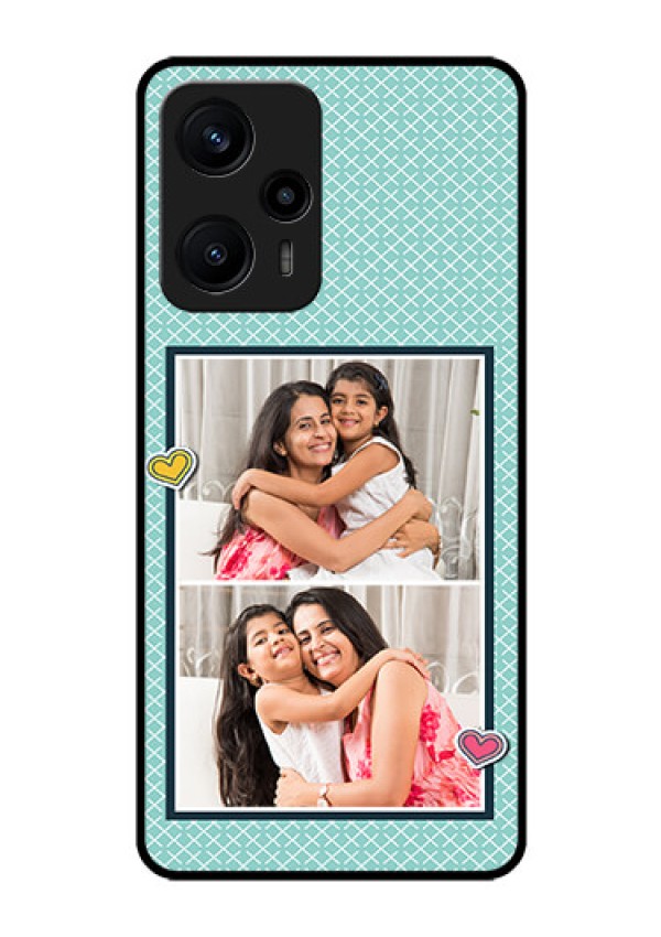 Poco F5 Custom Glass Phone Case - 2 Image Holder with Pattern Design