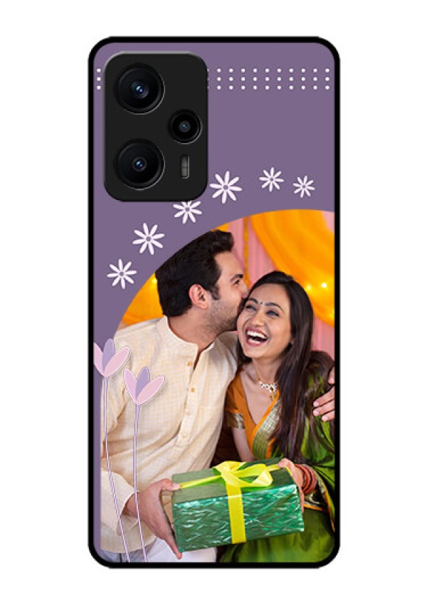 Poco F5 Custom Glass Mobile Case - Lavender flowers design