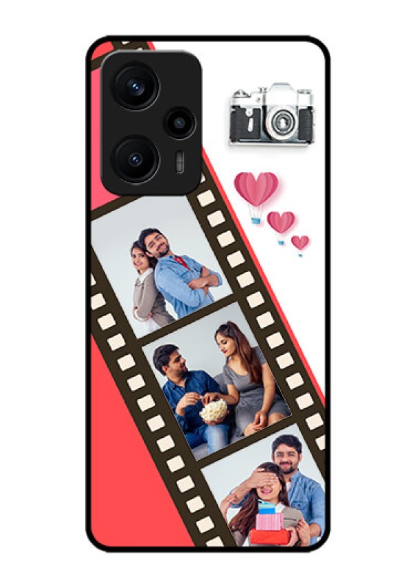 Poco F5 Personalized Glass Phone Case - 3 Image Holder with Film Reel