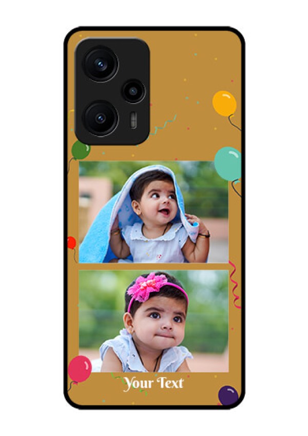 Poco F5 Personalized Glass Phone Case - Image Holder with Birthday Celebrations Design