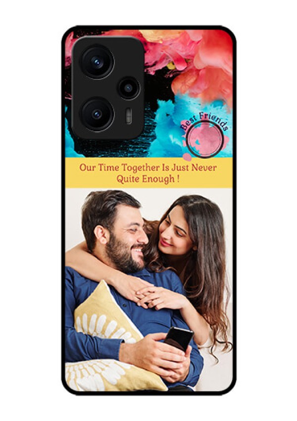 Poco F5 Custom Glass Mobile Case - Quote with Acrylic Painting Design