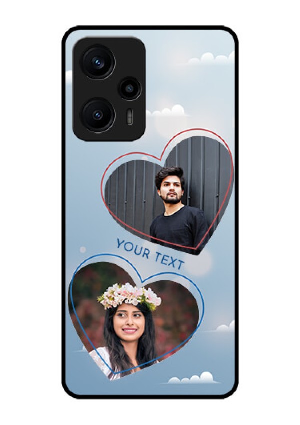 Poco F5 Custom Glass Mobile Case - Blue Color Couple Design