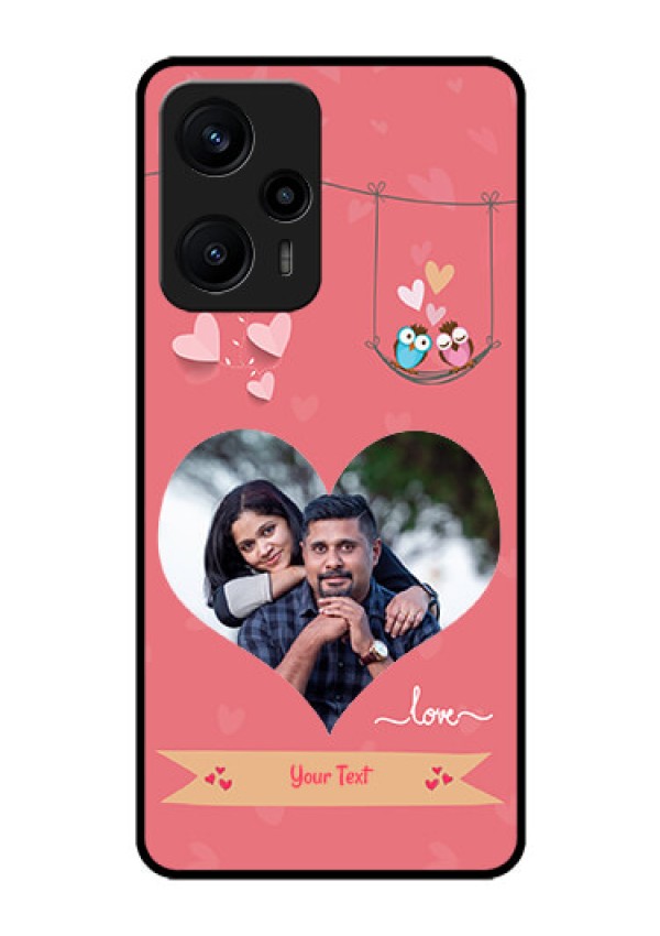 Poco F5 Personalized Glass Phone Case - Peach Color Love Design