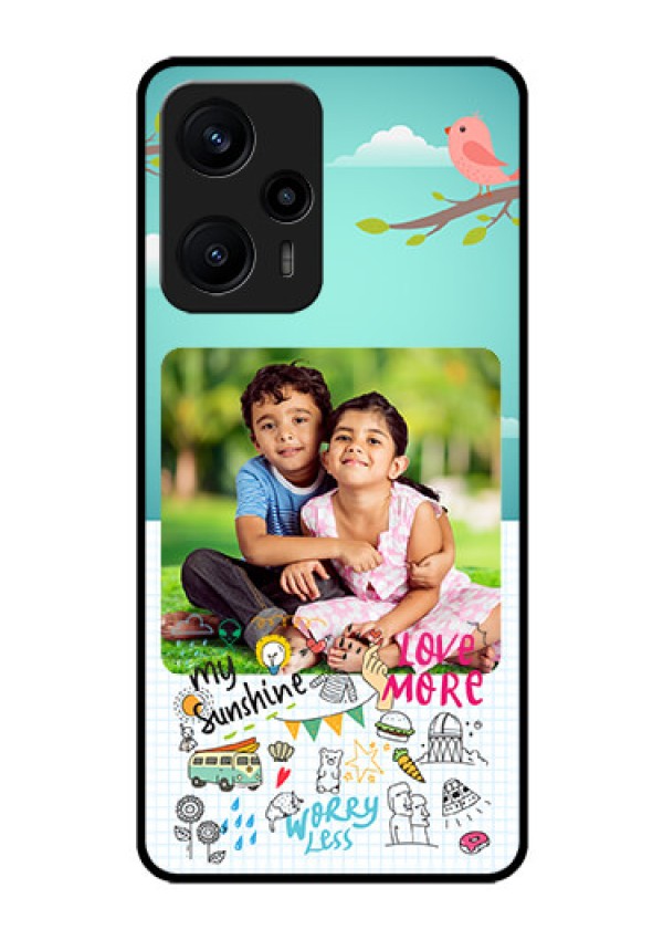 Poco F5 Photo Printing on Glass Case - Doodle love Design
