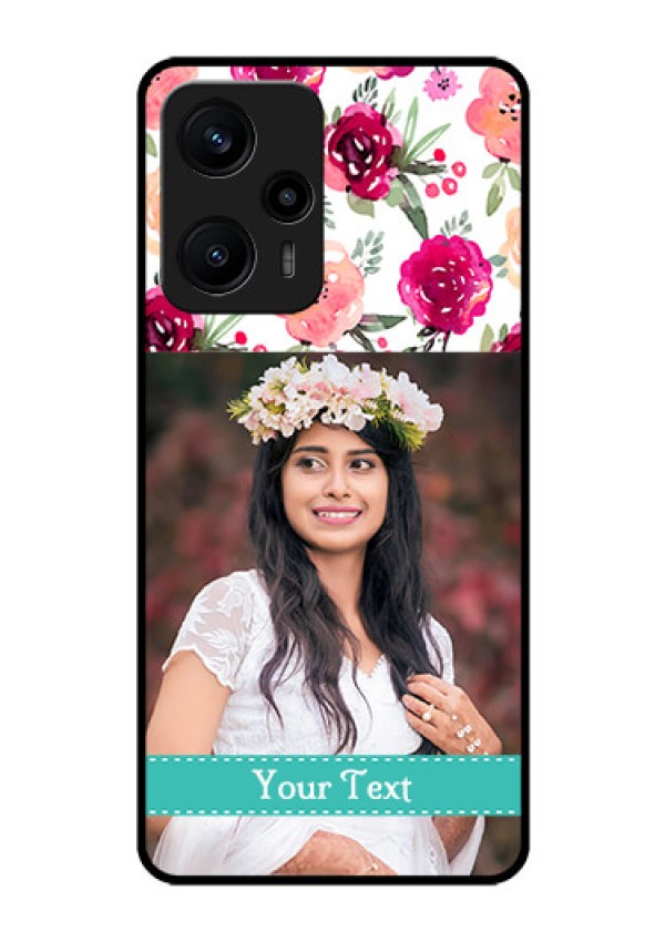 Poco F5 Custom Glass Phone Case - Watercolor Floral Design