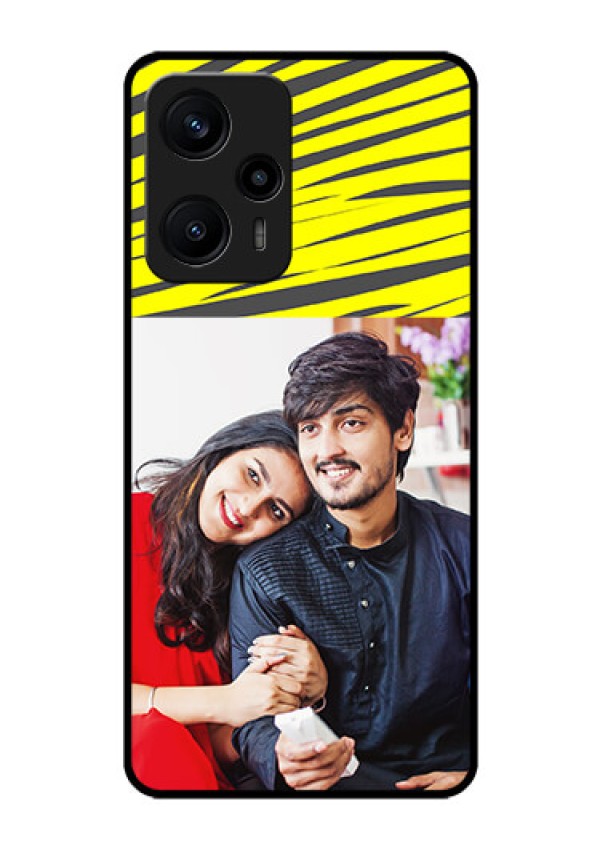 Poco F5 Photo Printing on Glass Case - Yellow Abstract Design