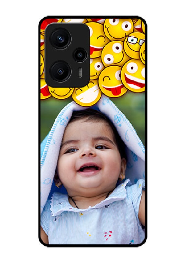 Poco F5 Custom Glass Mobile Case - with Smiley Emoji Design