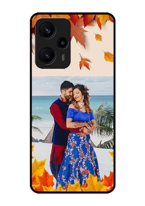 Poco F5 Photo Printing on Glass Case - Autumn Maple Leaves Design