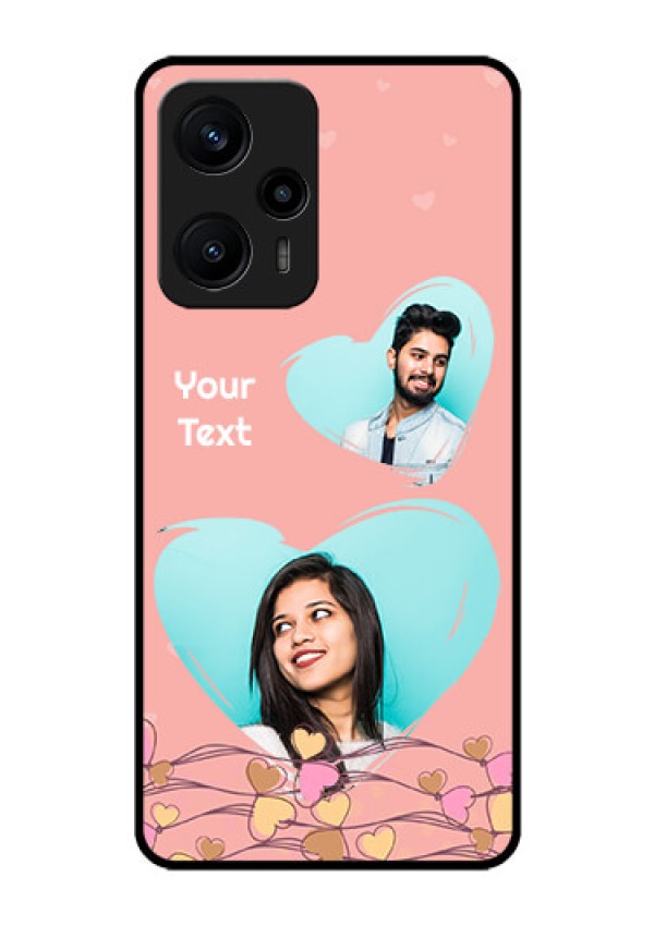 Poco F5 Custom Glass Mobile Case - Love Doodle Design