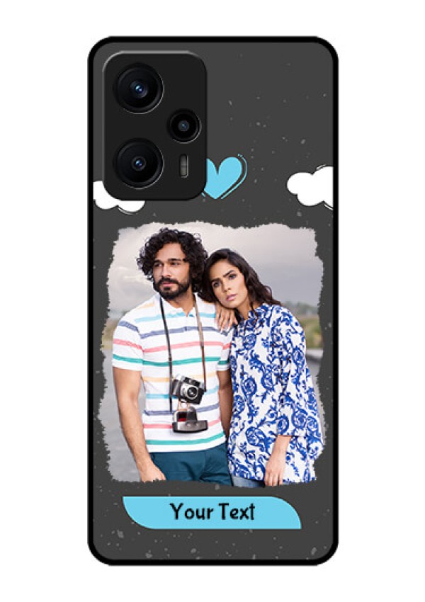 Poco F5 Custom Glass Phone Case - Splashes with love doodles Design