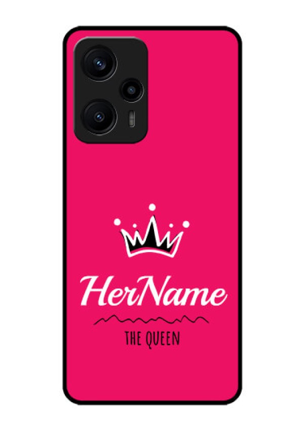 Poco F5 Glass Phone Case Queen with Name