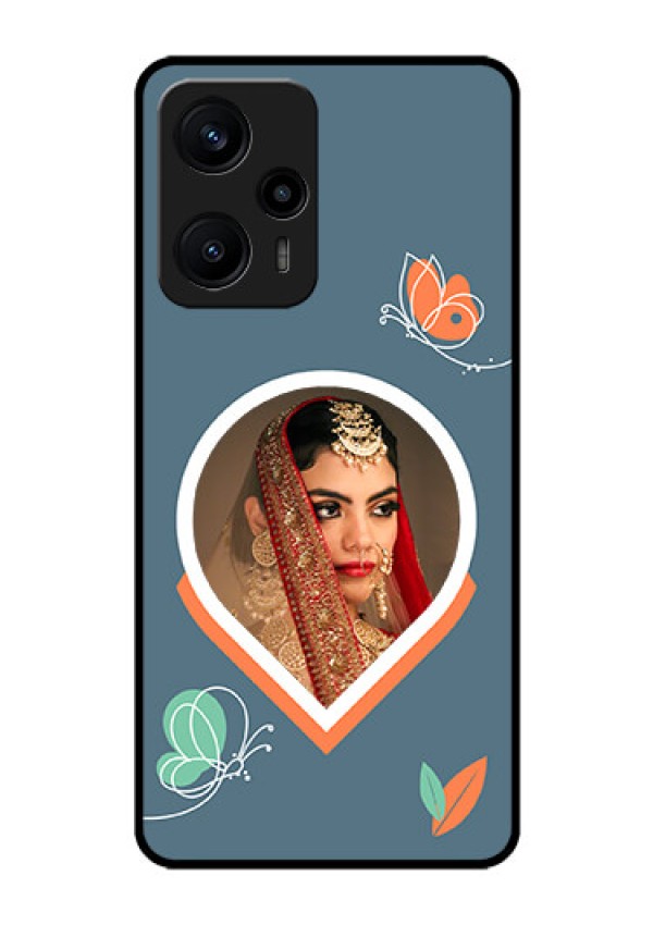 Poco F5 Custom Glass Mobile Case - Droplet Butterflies Design