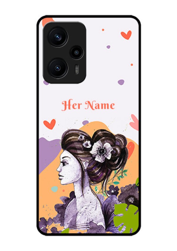 Poco F5 Personalized Glass Phone Case - Woman And Nature Design