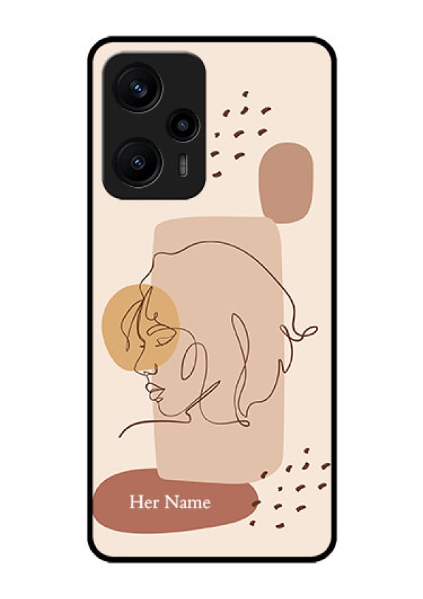 Poco F5 Photo Printing on Glass Case - Calm Woman line art Design