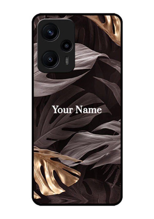 Poco F5 Personalised Glass Phone Case - Wild Leaves digital paint Design