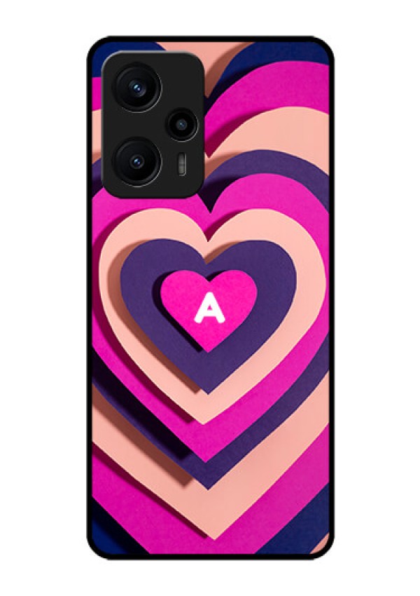 Poco F5 Custom Glass Mobile Case - Cute Heart Pattern Design