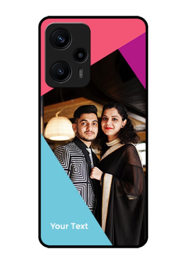Poco F5 Custom Glass Mobile Case - Stacked Triple colour Design