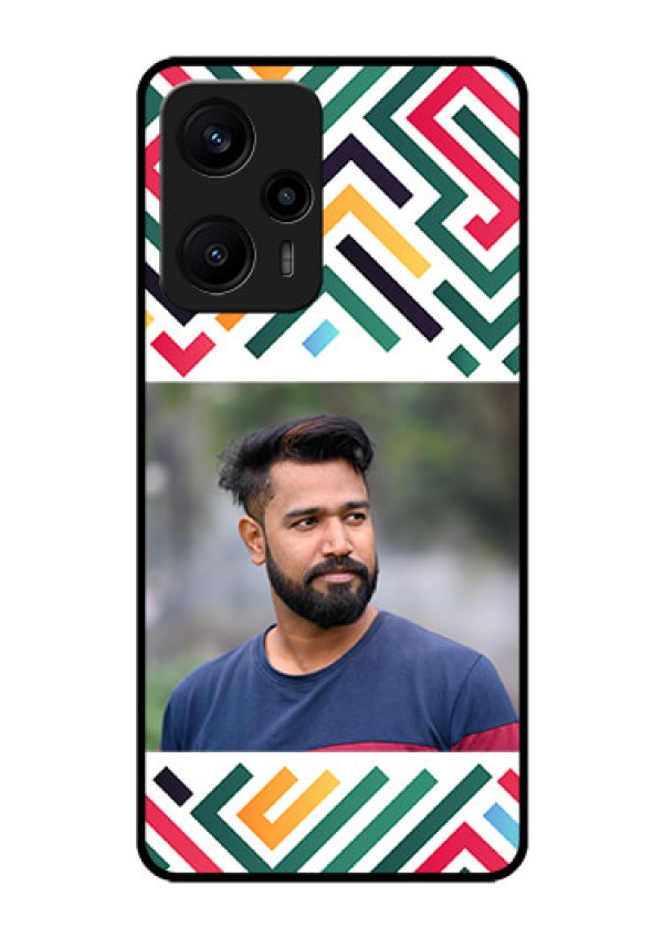 Poco F5 Personalized Glass Phone Case - Colorful Maze Pattern Design