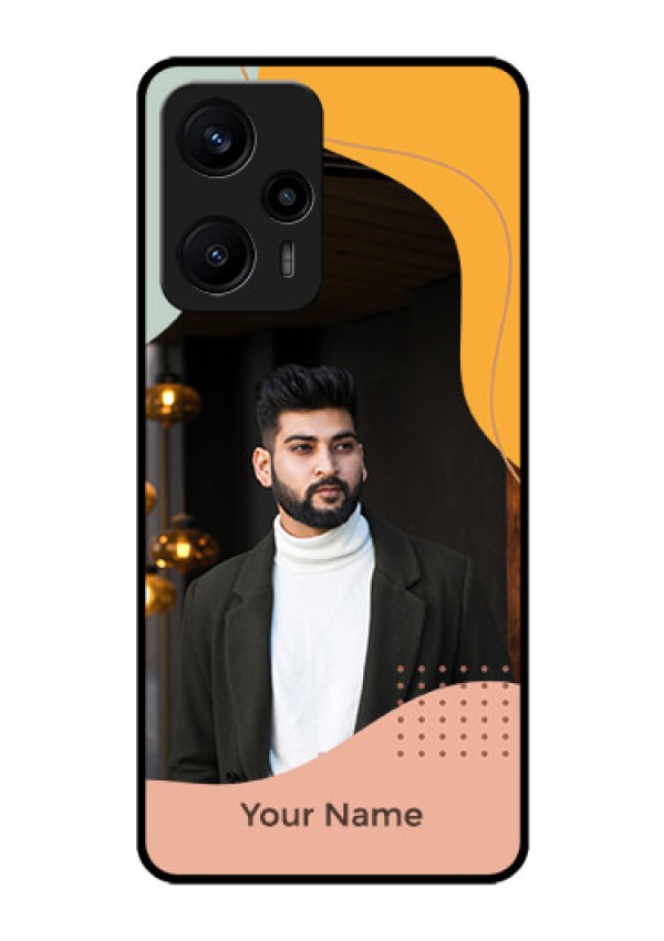 Poco F5 Personalized Glass Phone Case - Tri-coloured overlay design