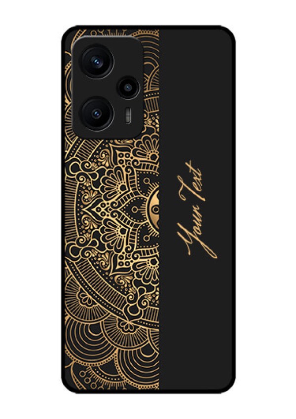 Poco F5 Photo Printing on Glass Case - Mandala art with custom text Design