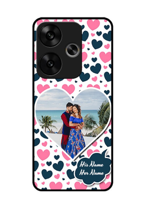 Poco F6 5G Custom Glass Phone CasePink and Blue Heart Design