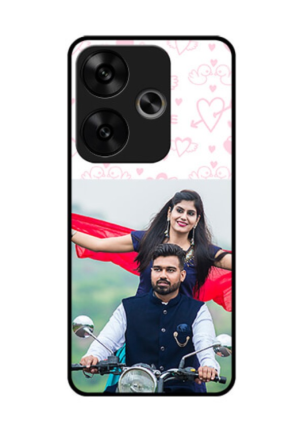Poco F6 5G Custom Glass Phone CasePink Flying Heart Design