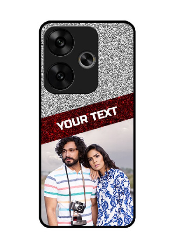 Poco F6 5G Custom Glass Phone CaseImage Holder With Glitter Strip Design