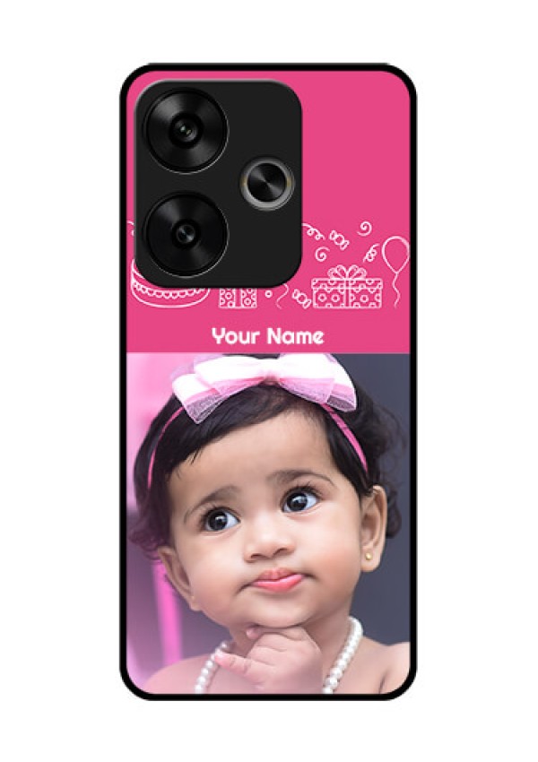 Poco F6 5G Custom Glass Phone CaseWith Birthday Line Art Design