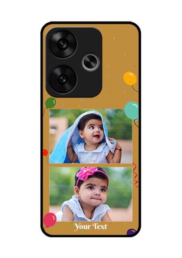 Poco F6 5G Custom Glass Phone CaseImage Holder With Birthday Celebrations Design