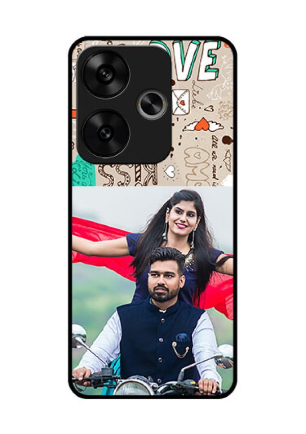 Poco F6 5G Custom Glass Phone CaseLove Doodle Pattern