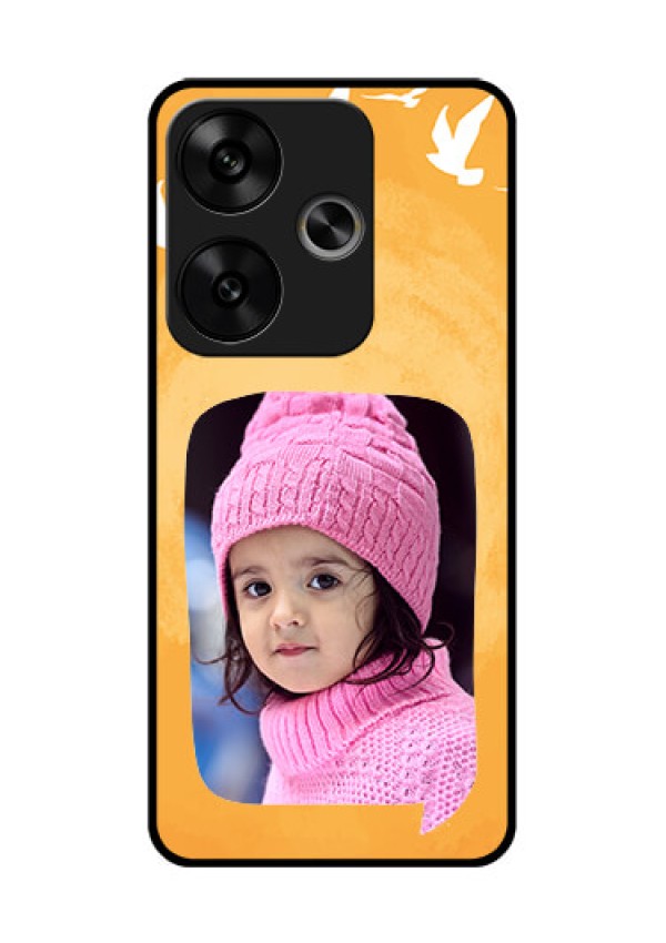 Poco F6 5G Custom Glass Phone CaseWater Color Design With Bird Icons