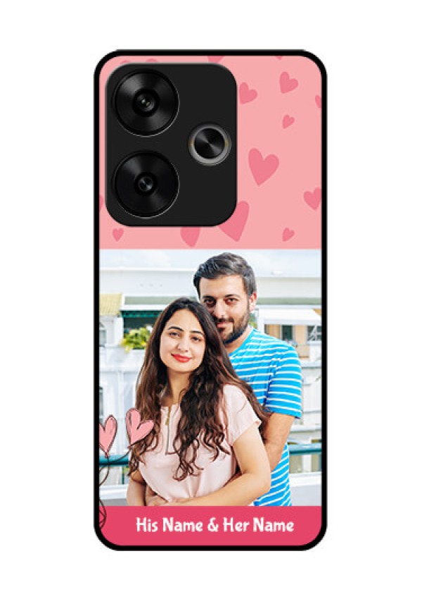 Poco F6 5G Custom Glass Phone CaseLove Design Peach Color