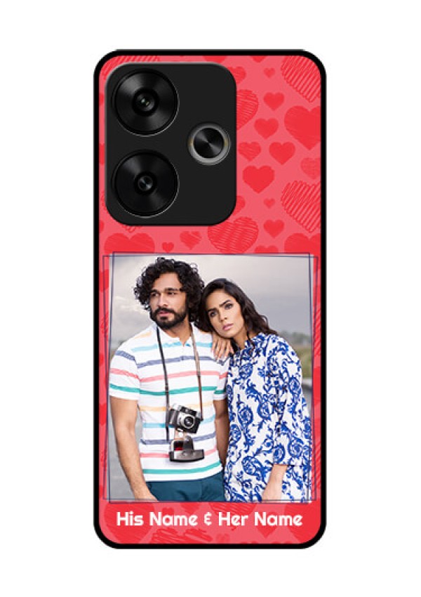 Poco F6 5G Custom Glass Phone CaseWith Red Heart Symbols Design