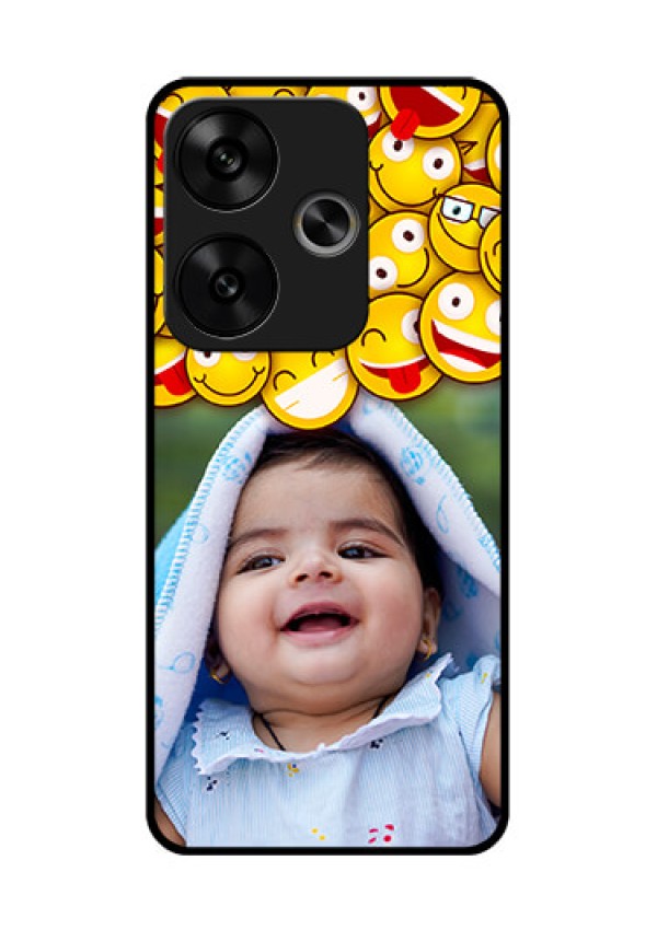 Poco F6 5G Custom Glass Phone CaseWith Smiley Emoji Design