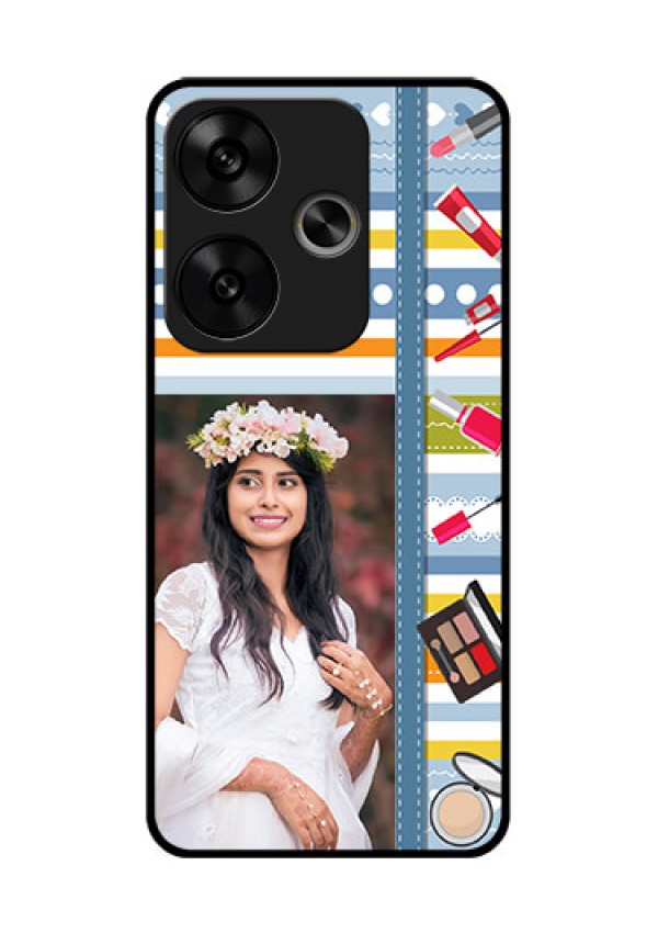 Poco F6 5G Custom Glass Phone CaseMakeup Icons Design