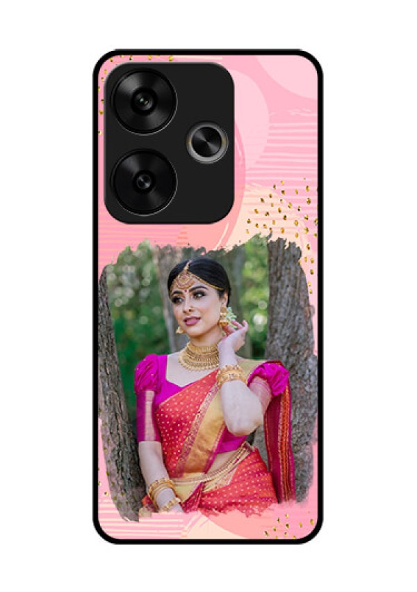 Poco F6 5G Custom Glass Phone CaseGold Glitter Splash Design