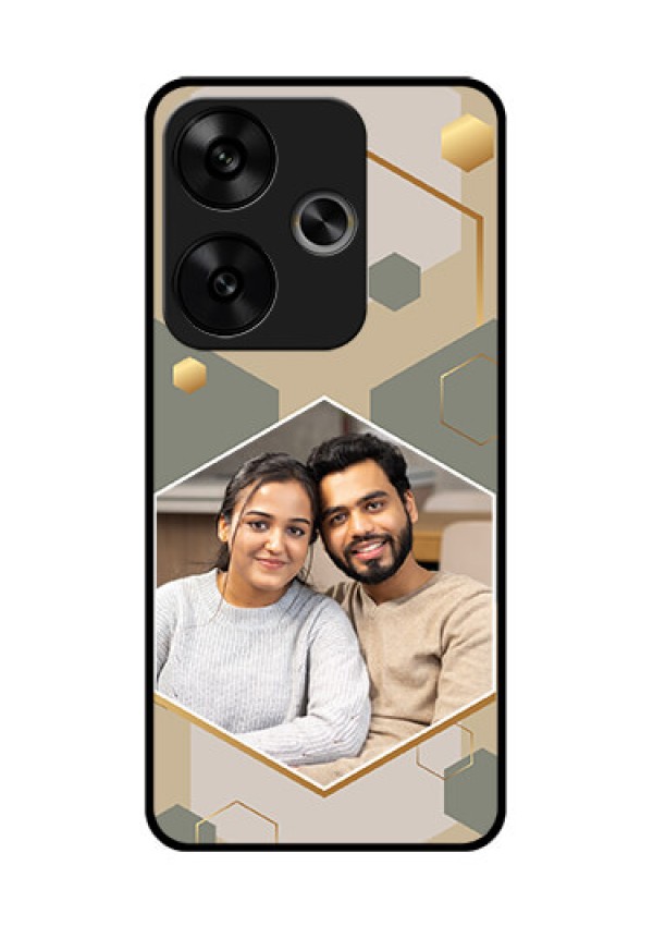 Poco F6 5G Custom Glass Phone CaseStylish Hexagon Pattern Design