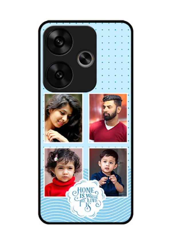 Poco F6 5G Custom Glass Phone CaseCute Love Quote With 4 Pic Upload Design