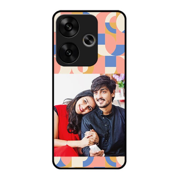 Poco F6 5G Custom Glass Phone CaseSemi - Circle Maze Pattern Design