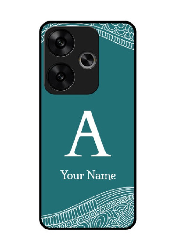 Poco F6 5G Custom Glass Phone CaseLine Art Pattern With Custom Name Design