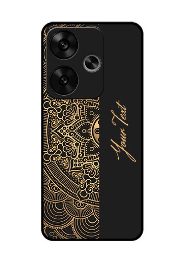Poco F6 5G Custom Glass Phone CaseMandala Art With Custom Text Design