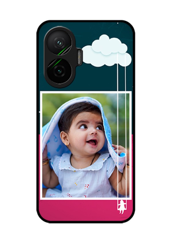 Poco F7 5G Custom Glass Phone Case - Cute Girl With Cloud Design